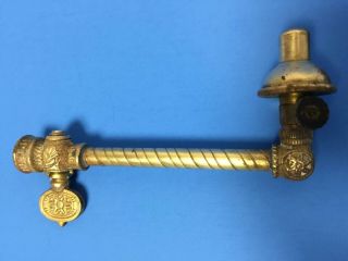 Antique Victorian Ornate Brass Arm Gas Light W/burner For Wall Sconce