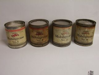 Vintage Socony Vacuum Gargoyle Mobilgrease Cans No.  1 No.  4 No.  5 No.  6 Gas Oil