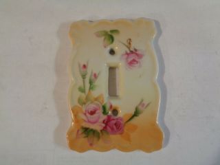 Vintage Lefton China Porcelain Light Switch Cover Floral Pink Roses 5067 (f1)