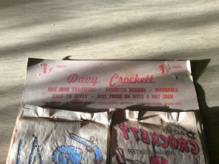 Davy Crockett iron on Transfers Still on Card 6