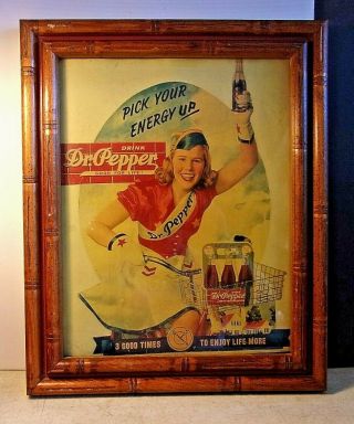 Vintage Antique Dr Pepper Framed Picture 16 " X 13 1/2 " Backing Dated 1939