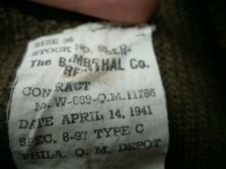 WWII AAF WOOL SWEATER 1941 BAMBERGER - REINTHAL CO.  Size 36 OLIVE GREEN 8