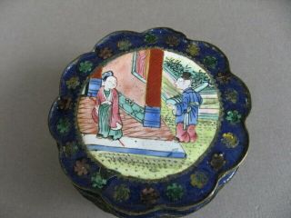 Late 19th C.  Chinese Canton Basse taille enamel box with Buddhist symbols 2