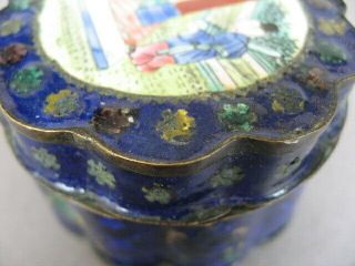 Late 19th C.  Chinese Canton Basse taille enamel box with Buddhist symbols 4