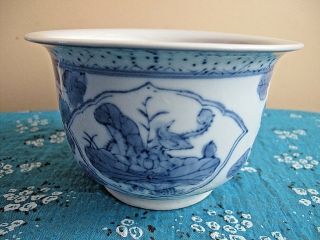 Antique Oriental Chinese Blue & White Porcelain Bowl / Pot 4