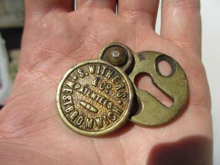 Victorian Brass Safe Keyhole Cover Escutcheon Plate Antique Old Door - Withers Co