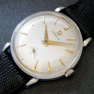 Mens 1952 Omega Bumper Automatic 344 Cal.  Vintage Stainless Steel Swiss Watch A,