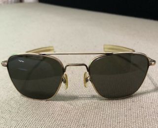 Vtg 5 1/2 American Optical 12k Gf Pilot Aviator Sunglasses Gold Filled Ao