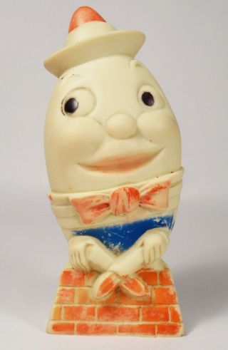 Vintage 1950s 1959 Kaysan Humpty Dumpty Rubber Squeak Toy 7.  25 "