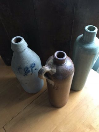 antique stoneware bottles glazed hand - thrown 2