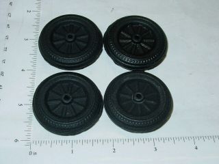 Set Of 4 Wyandotte Black Rubber Simulated Spoke Wheel/tire Toy Parts Wyp - 010b - 4
