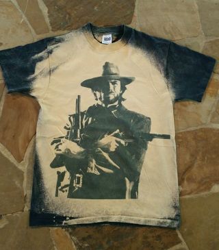 Vtg 90s Clint Eastwood Movie T Shirt Bleached Mosquitohead L Made In Usa