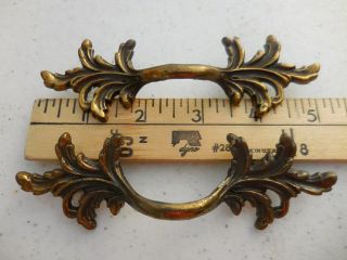 Pair 5 " Vintage French Provincial Brass Drawer Cabinet Pull A4764dc
