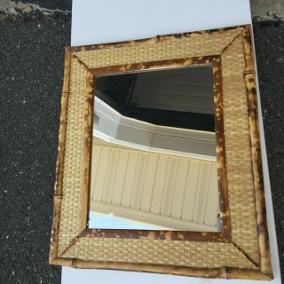Mid Century 2 Vintage Bamboo Mirrors - 3rd For (chipped Edge) 12x14