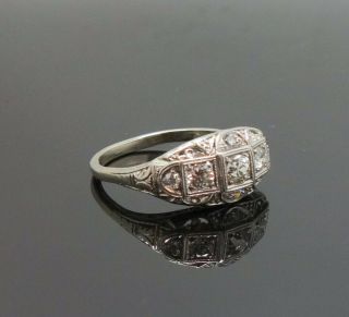 Fine Vintage 1920s Art Deco Platinum 0.  5tcw Diamond Filigree Ring To Restore