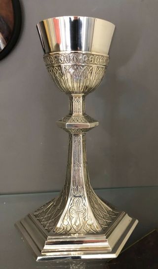 Elegant Antique German 800 Silver Gothic Chalice 8.  75 " Tall - No Engravings