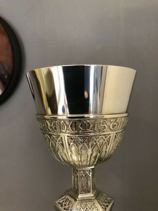 Elegant Antique German 800 Silver Gothic Chalice 8.  75 