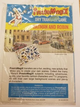 VINTAGE PRESTO MAGIX BATMAN AND ROBIN DRY TRANSFER GAME 2