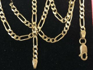 Estate Vintage 14k Yellow Gold Necklace Chain Made In Italy Figaro Chain
