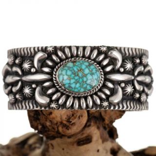 Darryl Becenti Turquoise Bracelet Natural Indian Mt Sterling Silver Spiderweb