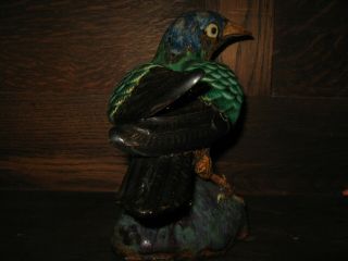 Vintage Chinese Stoneware Bird with Colorful Glaze and Signature 4