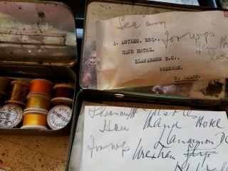 Vintage Antique English Fly Fishing Fly Tying Kit,  feathers,  supplies,  HARDY 9
