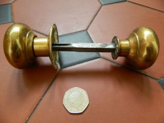 Antique Vintage Brass Door Handles Victorian Edwardian Pair