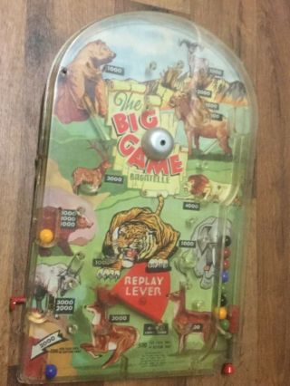 Vintage Marx Toys The Big Game Bagatelle Tabletop Pinball Game 16 " Safari Animal