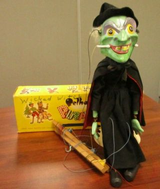 Vintage Pelham Hand Made Wicked Witch Puppet & Box