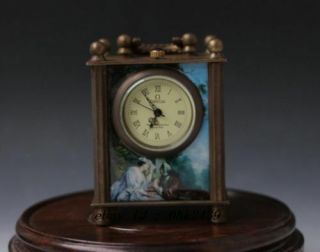Collectible Old Chinese Cloisonne Handwork Mechanical Table Clock