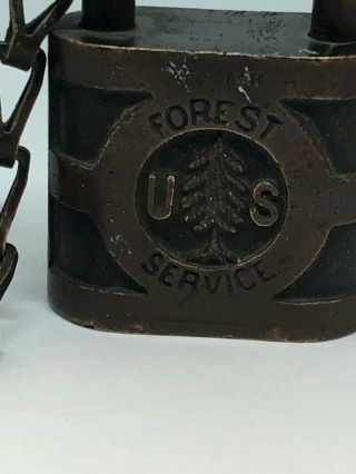 VINTAGE U.  S.  FOREST SERVICE PADLOCK - YALE BRASS LOCK Weird YALE logo 8