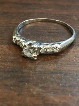 Antique Art Deco Platinum and diamond engagement ring cute 2
