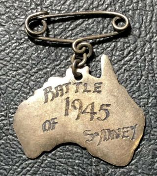 Wwii Sterling Silver Trench Art Pin Jewelry Battle Of Sydney Shape Of Australia