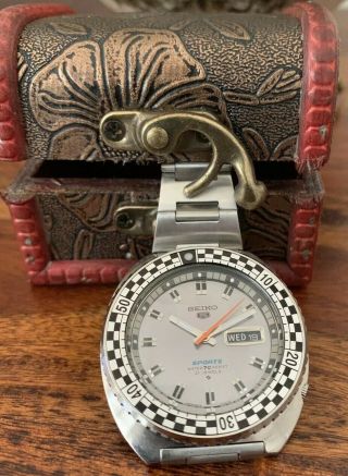Rare Vintage Rally Diver Seiko 5 6119 - 7173 Automatic Steel Watch Restoration