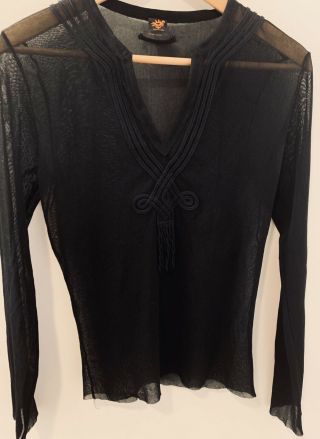 Vintage Collectible Jean Paul Gaultier Soleil Men’s Black Sheer Shirt Size S