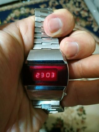 Vintage Soviet Elektronika 1 Ussr Watch,  Red Led Pulsar,  Rare Bracelet