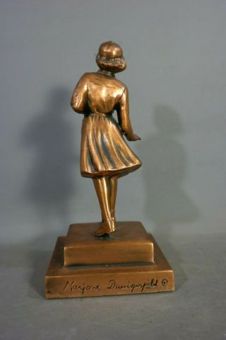 1930 ' s Antique ART DECO Era GIRL SCOUT Troop 26 TROPHY Old LADY SCULPTURE Statue 6