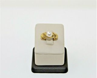 Authentic Vintage Rare Tiffany & Co 18k 750 Gold 7mm Pearl Ring Sz 6.  25