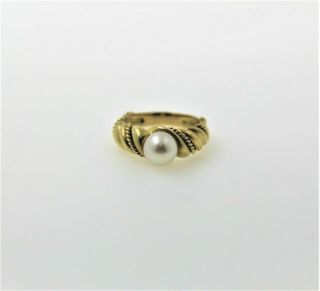 Authentic Vintage Rare Tiffany & Co 18K 750 Gold 7mm Pearl Ring Sz 6.  25 3
