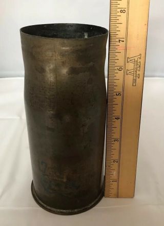 Ww2 Wwii Japanese Brass Shell Casing 7 - 1/4” Tall 3 - 1/2” Base