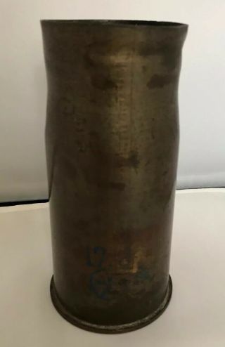 WW2 WWII Japanese Brass Shell Casing 7 - 1/4” Tall 3 - 1/2” Base 2
