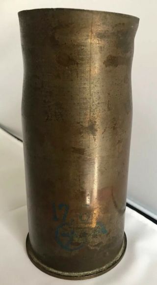 WW2 WWII Japanese Brass Shell Casing 7 - 1/4” Tall 3 - 1/2” Base 4