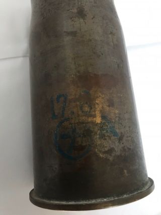 WW2 WWII Japanese Brass Shell Casing 7 - 1/4” Tall 3 - 1/2” Base 7
