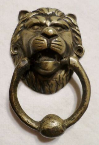 Vintage Brass Lion Head Door Knocker.  Hardware.  Metal Ware.  Decorative.  Leo.
