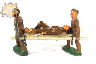 Antique Barclay Lead Toy Soldier Medics Carrying Wounded on Stretcher Set 3