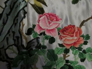 VINTAGE ASIAN SILK EMBROIDERY PEACOCKS AND PEONIES PANEL 4