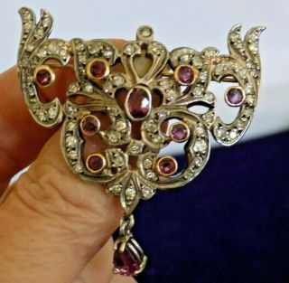 Appraised $3195 - 15.  3g 18k W/g 2.  83ct Diamond Raspberry Rhodolite Garnet Brooch