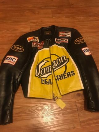 Unisex Classic Vintage Vanson Leather Motorcycle Jacket Size 42/large