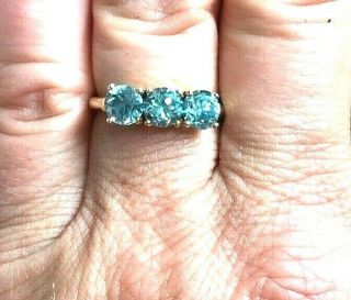 Vintage 14k Yellow Gold 1.  5ct Natural Blue Zircon Ring Sz 8 3.  5g