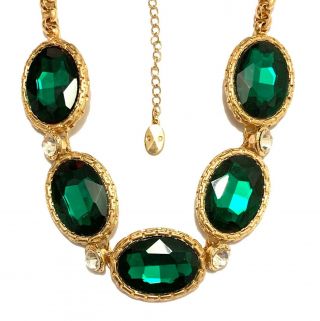 Christian Dior Emerald Green Vintage Glass Rhinestone Couture Statement Necklace